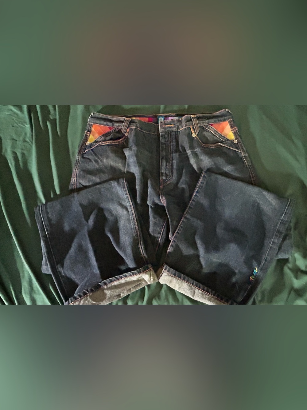 COOGI Men's Dark Blue Denim Jeans with Color-Trim Pockets